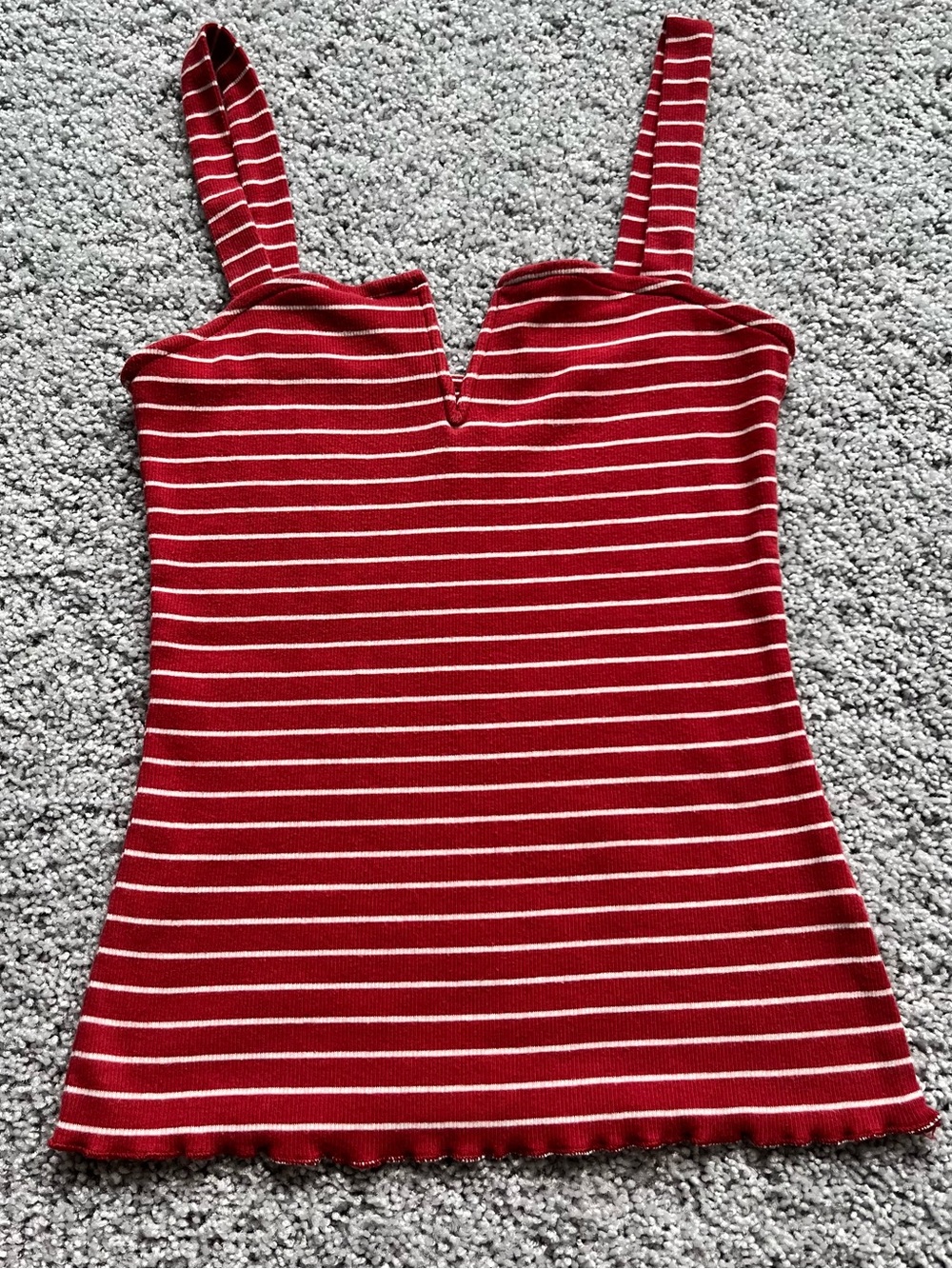 Women’s Red Striped Knit Tank Top
